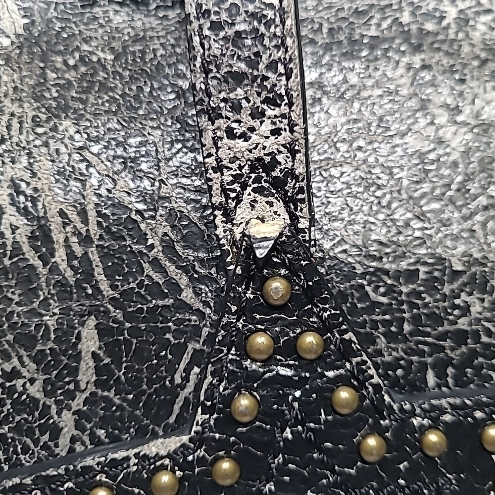 George Gina &‎ Lucy Star Shoulder Bag Black Distressed Leather Handbag - Picture 4 of 16